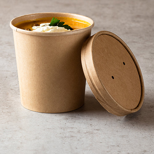 Suppenbecher, Pappe rund 470 ml Ø 9,8 cm · 10 cm braun
