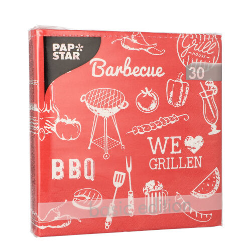 Servietten, 3-lagig 1/4-Falz 33 cm x 33 cm "BBQ Love"