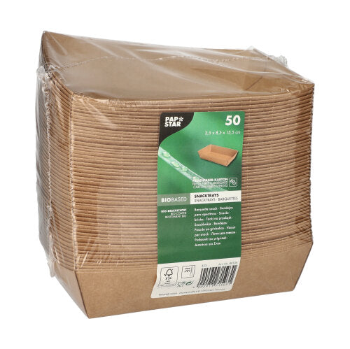 Snacktrays, Pappe "pure" 3,8 cm x 8,5 cm x 15,5 cm braun