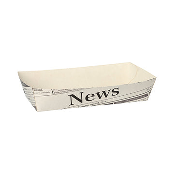 Pommes-Frites-Trays 3,5 cm x 7 cm x 15 cm weiss "Newsprint"