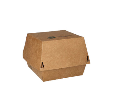 Burgerboxen, Pappe 7,8 cm x 9 cm x 9 cm braun "100% Fair"