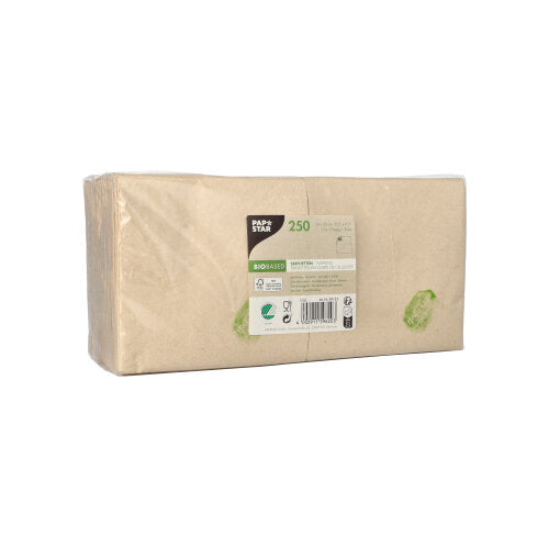 Servietten, 2-lagig 1/4-Falz 24 cm x 24 cm natur ungebleicht