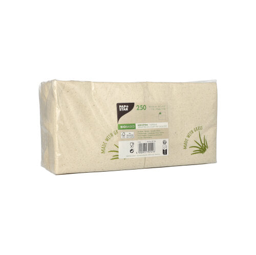Servietten, 2-lagig 1/4-Falz 24 cm x 24 cm natur mit Grasanteil