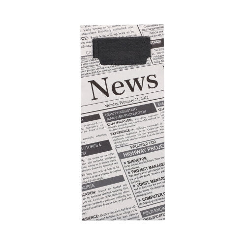 Bestecktaschen 20 cm x 8,5 cm schwarz/weiss "Newsprint" inkl. schwarzer Serviette