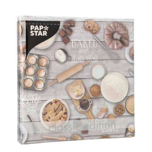 Servietten, 3-lagig 1/4-Falz 33 cm x 33 cm "Baked with Love"