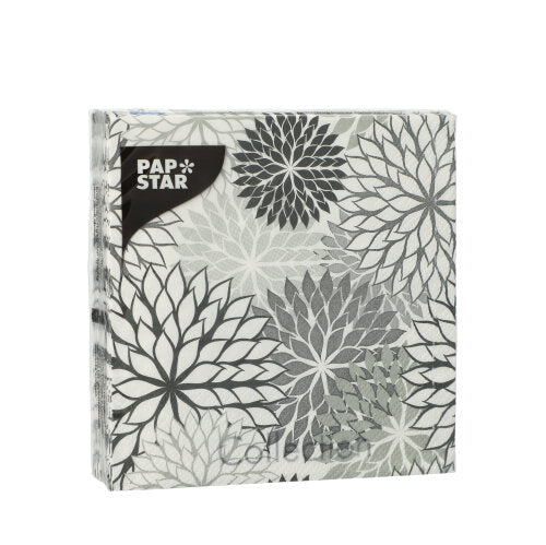 Servietten, 3-lagig 1/4-Falz 25 cm x 25 cm grau "Floralies"