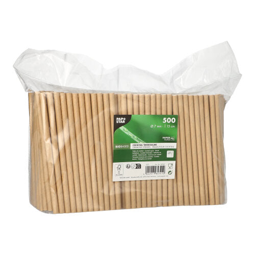 Cocktail Trinkhalme, Papier Ø 7 mm · 15 cm braun