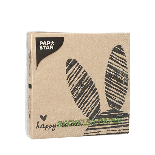 Servietten, 3-lagig 1/4-Falz 25 cm x 25 cm natur "Bunny" aus recyceltem Papier