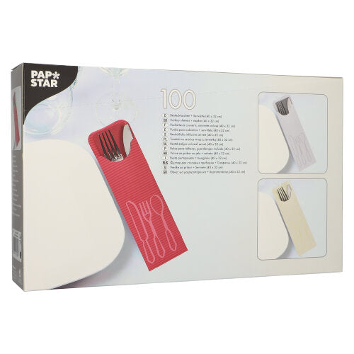 Bestecktaschen 23,5 cm x 7,3 cm anthrazit inkl. farbiger Serviette