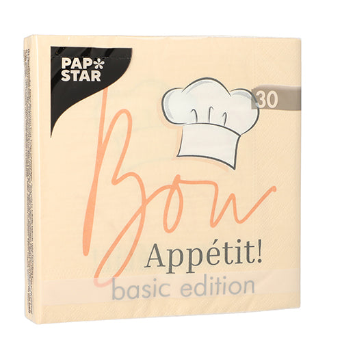 Servietten, 3-lagig 1/4-Falz 33 cm x 33 cm "Bon Appétit"