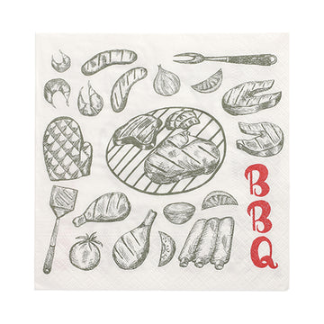 Servietten, 3-lagig 1/4-Falz 33 cm x 33 cm "I love BBQ"