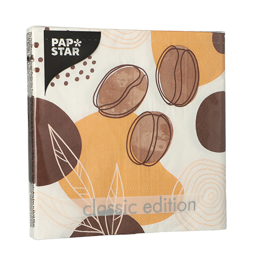 Servietten, 3-lagig 1/4-Falz 33 cm x 33 cm "Coffee Beans"