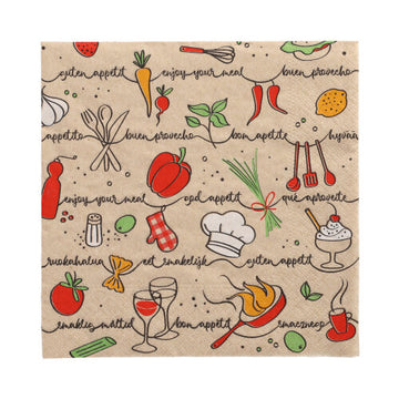 Servietten, 3-lagig 1/4-Falz 33 cm x 33 cm natur "Enjoy your meal" aus recyceltem Papier
