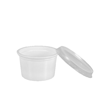 Portionsbecher mit Deckel, PP rund 30 ml Ø 46 mm · 28 mm weiss