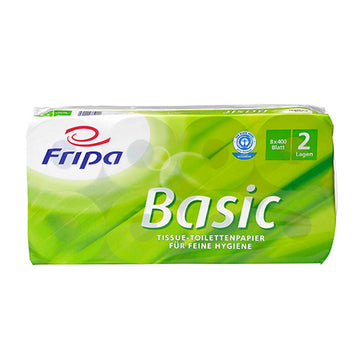 Rollen Toilettenpapier, 2-lagiges Tissue Ø 12 cm · 11,5 cm x 9,8 cm weiss "Basic" 400 Blatt
