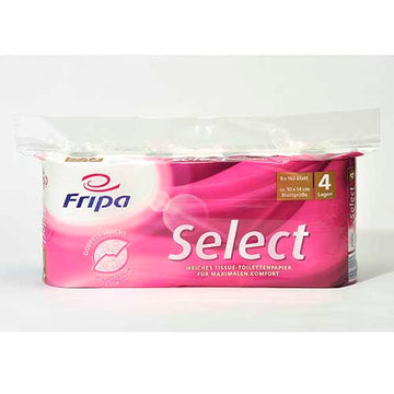 Rollen Toilettenpapier, 4-lagiges Tissue Ø 12 cm · 13,8 cm x 9,8 cm hochweiss "Select" 160 Blatt