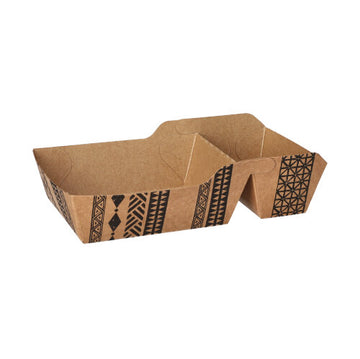 Pommes-Frites-Trays, Pappe 2-geteilt 3,5 cm x 7 cm x 14,3 cm braun "Maori" klein