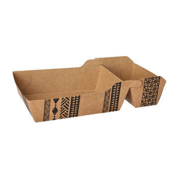 Pommes-Frites-Trays, Pappe 2-geteilt 3,5 cm x 8,5 cm x 16,2 cm braun "Maori" extra groß