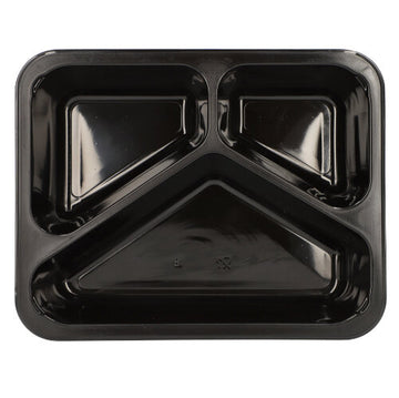 Mehrweg-Menüschalen PP 3-geteilt 4,5 cm x 22,7 cm x 17,8 cm schwarz