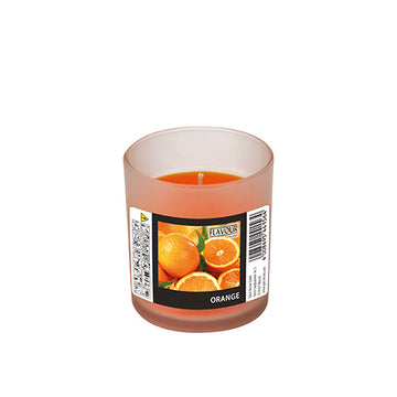 "GALA" Duftkerze im Glas Ø 70 mm · 77 mm orange - Orange "Indro"