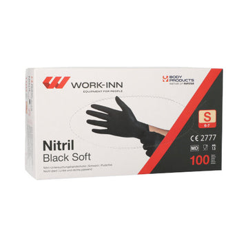 "WORK-INN/PS" Handschuhe, Nitril puderfrei "Black Soft" schwarz Größe: S