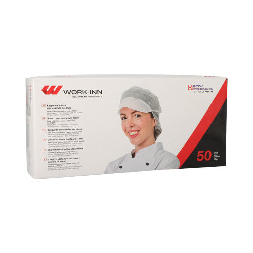 "WORK-INN/PS" Kappen mit Schirm und Haarnetz, Vlies Ø 30 cm weiss
