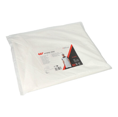 "WORK-INN/-PS" Latz-Schürzen, LDPE 130 cm x 75 cm weiss