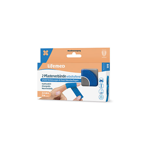 Rollen Pflaster / Bandagen selbsthaftend 5 m x 2,5 cm blau