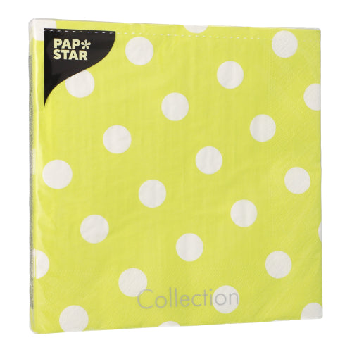 Servietten, 3-lagig 1/4-Falz 40 cm x 40 cm limonengrün "Dots"