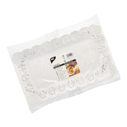 Spitzenpapiere eckig 30 cm x 18 cm weiss