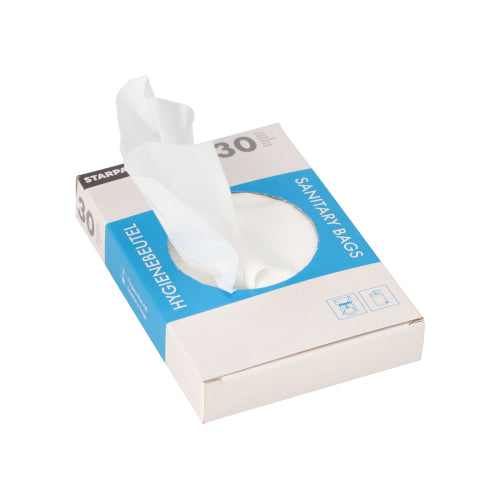Hygienebeutel 28,5 cm x 8 cm x 7 cm weiss im Spenderkarton