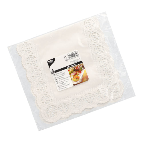 Spitzenpapiere eckig 40 cm x 20 cm weiss