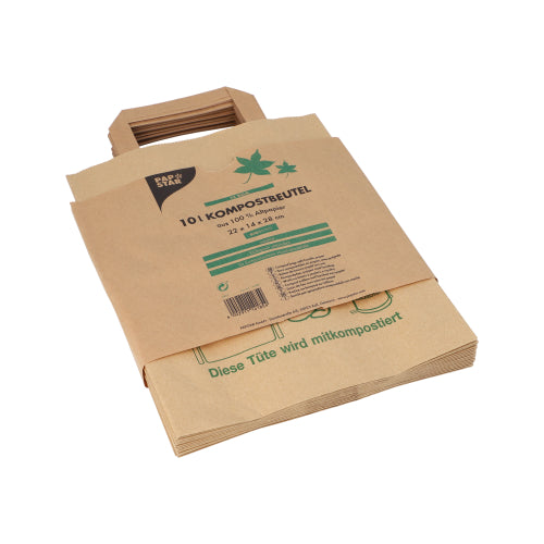 Abfallbeutel Kraftpapier 10 l 28 cm x 22 cm x 14 cm braun mit Henkel