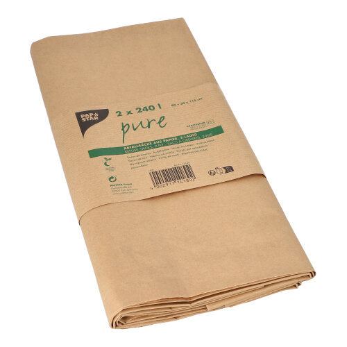 Abfallsäcke aus Papier "pure" 240 l 100 cm x 52 cm x 34 cm braun , 2-lagig