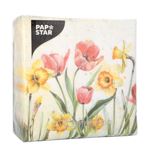 Servietten, 3-lagig 1/4-Falz 33 cm x 33 cm "Tulips & Daffodils"