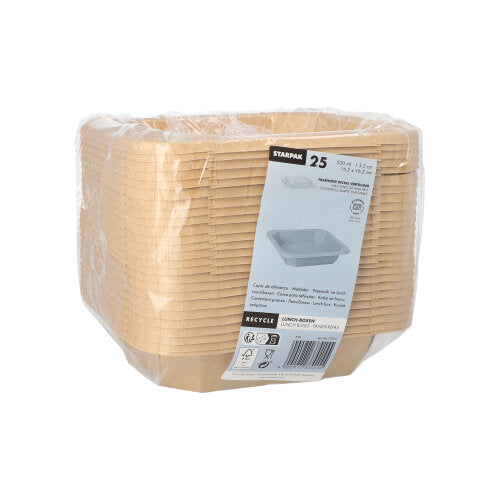 Lunchboxen, Pappe eckig 500 ml 3,3 cm x 16,2 cm x 16,2 cm braun