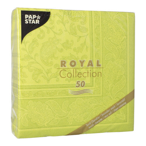Servietten "ROYAL Collection" 1/4-Falz 40 cm x 40 cm limonengrün "Ornaments"