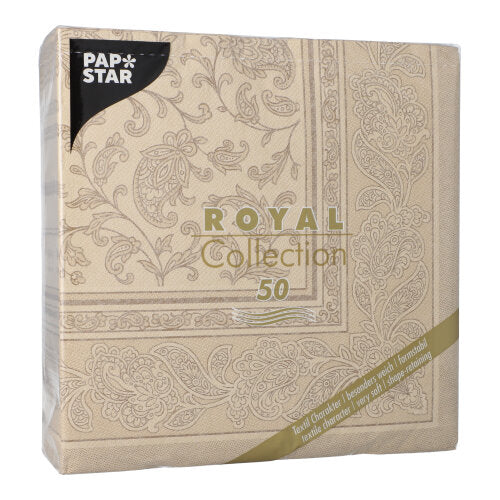 Servietten "ROYAL Collection" 1/4-Falz 40 cm x 40 cm sand "Ornaments"