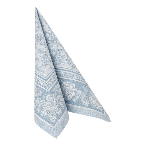 Servietten "ROYAL Collection" 1/4-Falz 40 cm x 40 cm arktikblau "Ornaments"