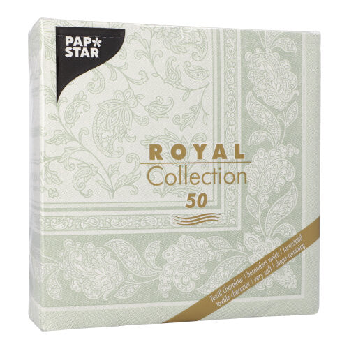 Servietten "ROYAL Collection" 1/4-Falz 40 cm x 40 cm jadegrün "Ornaments"