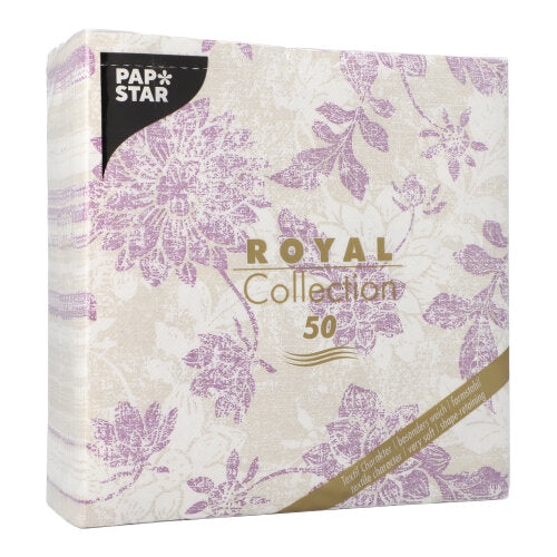 Servietten "ROYAL Collection" 1/4-Falz 40 cm x 40 cm lila "Flowers"