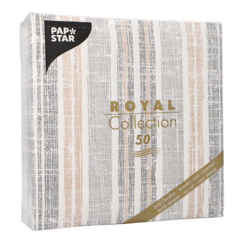 Servietten "ROYAL Collection" 1/4-Falz 40 cm x 40 cm grau "Stripes"