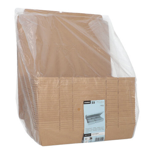 Lunchboxen, Pappe 5-geteilt 900 ml 4,2 cm x 17 cm x 25,5 cm braun