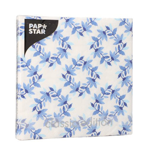 Servietten, 3-lagig 1/4-Falz 33 cm x 33 cm "Blue Wreaths"