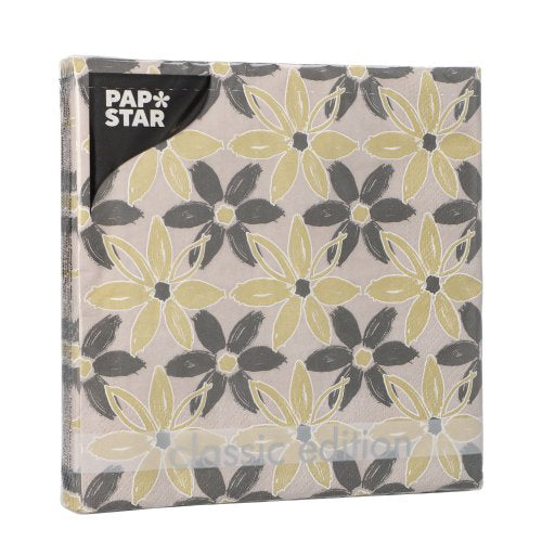 Servietten, 3-lagig 1/4-Falz 33 cm x 33 cm "Dark Flowers"