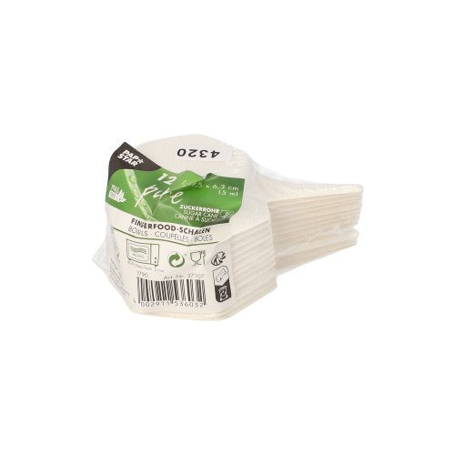 Fingerfood - Schalen Zuckerrohr "pure" 15 ml 1,5 cm x 9,5 cm x 6,3 cm weiss "Hexagon"