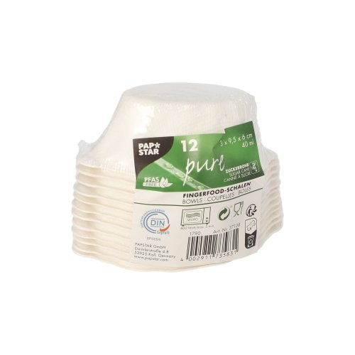 Fingerfood - Schalen Zuckerrohr "pure" 40 ml 3 cm x 9,5 cm x 6 cm weiss "Wave"