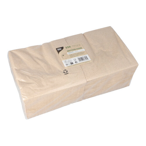 Servietten, 2-lagig 1/4-Falz 33 cm x 33 cm natur aus recyceltem Papier