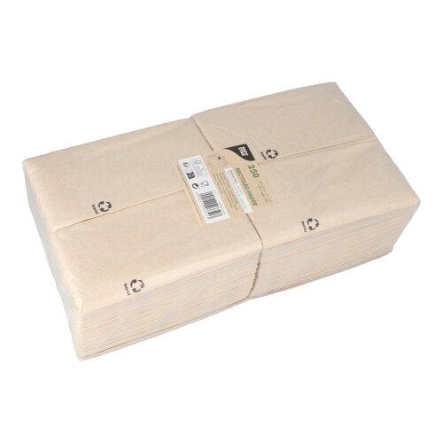 Servietten, 2-lagig 1/8-Falz 33 cm x 33 cm natur aus recyceltem Papier