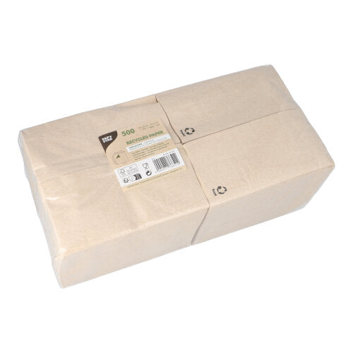 Servietten, 1-lagig 1/8-Falz 33 cm x 33 cm natur aus recyceltem Papier